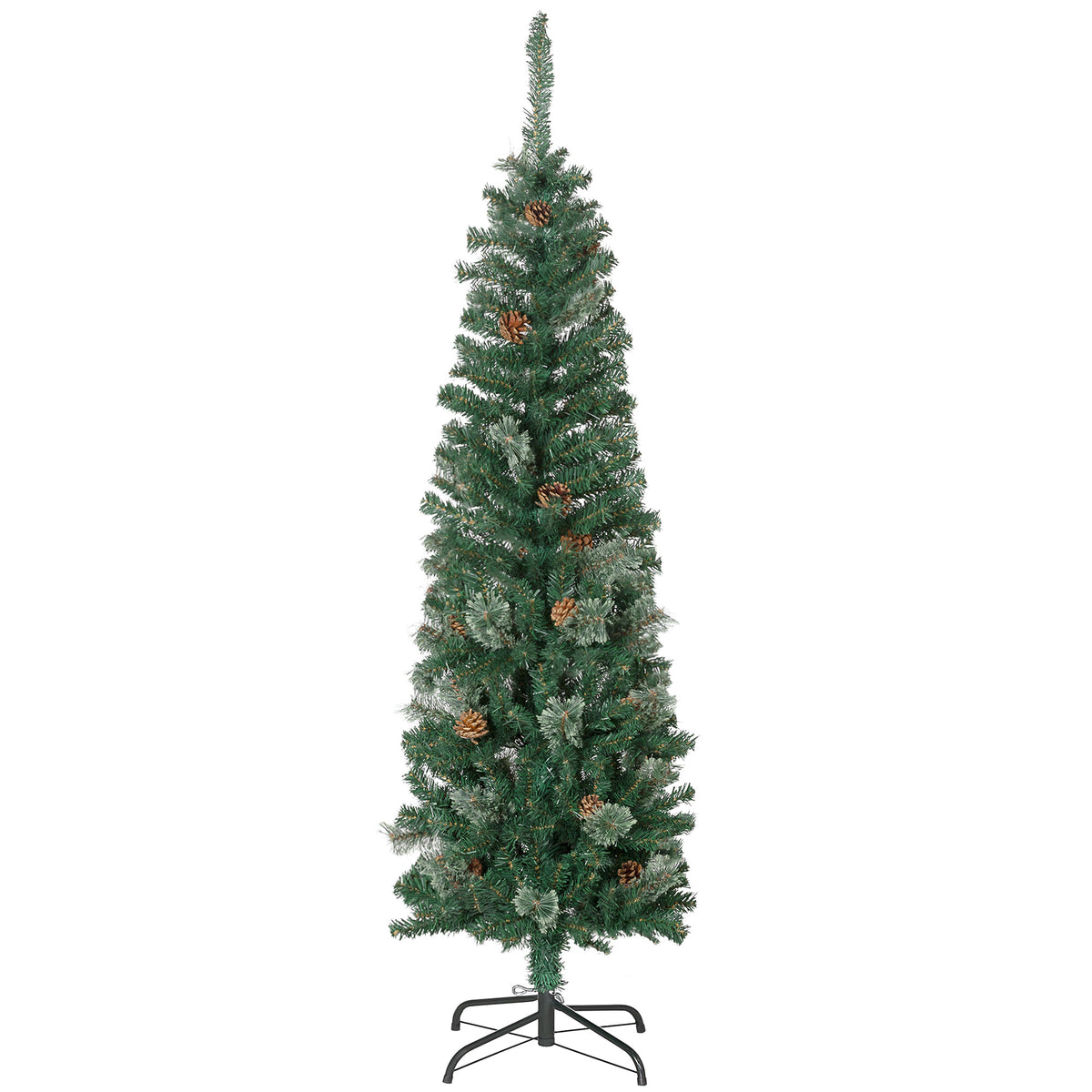 7.5ft Pencil Christmas Tree, Artificial Christmas with Pine Needles, Realistic Branches, Pine Cones – view 3