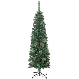 7.5ft Pencil Christmas Tree, Artificial Christmas with Pine Needles, Realistic Branches, Pine Cones – view 3