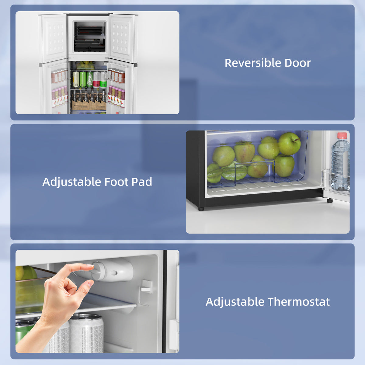 Double Door Mini Fridge with Freezer, 4.6 Cu.Ft Small Refrigerator with Thermostat, Shelves – view 13