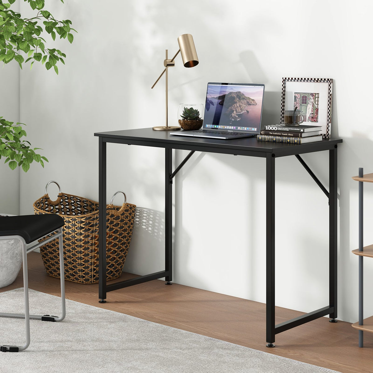 L Shaped Computer Desk and Writing Workstation for Home and Office-Black view 2