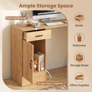L-Shaped Computer Desk with Reversible Drawer and Cabinet for Bedroom and Small Spaces Workstation-Oak view 8