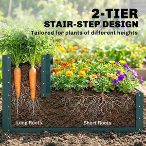 2 Tier Raised Garden Bed, 47" x 40" x 23" Galvanized Steel Planter Box for Vegetables, Flowers, and Herbs – view 10