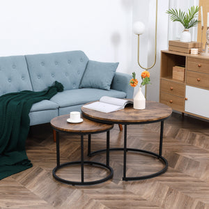 Nesting Tables, 29" Round Coffee Table Set of 2, Modern Side Tables for Living Room with Metal Base – view 7