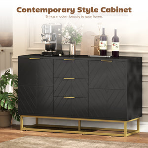 47" Storage Cabinet with Doors, Adjustable Shelves, 3 Drawers, Metal Legs for Kitchen Storage, Home Use – view 17