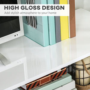 Lighted TV Stand for TVs up to 75", TV Cabinet with Storage for Living Room, High Gloss White – view 4
