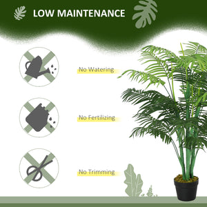 4FT Artificial Palm Tree, Fake Tropical Tree with Lifelike Leaves, Faux Plant in Pot for Indoor Decoration, Green