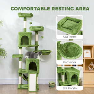 Cat Tree, 70" Multi-Level Cat Tower with 2 Condos, 2 Perches, Hammock, Toy Balls – view 11