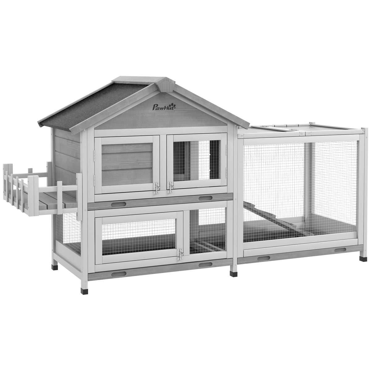 65" Wooden Rabbit Hutch, Pet Playpen with Openable Roof, Storage Box, for Rabbits and Small Animals – view 8