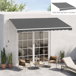 10' x 8' Retractable Awning Fabric Replacement Outdoor Sunshade Canopy Awning Cover, UV Protection, Grey – view 9
