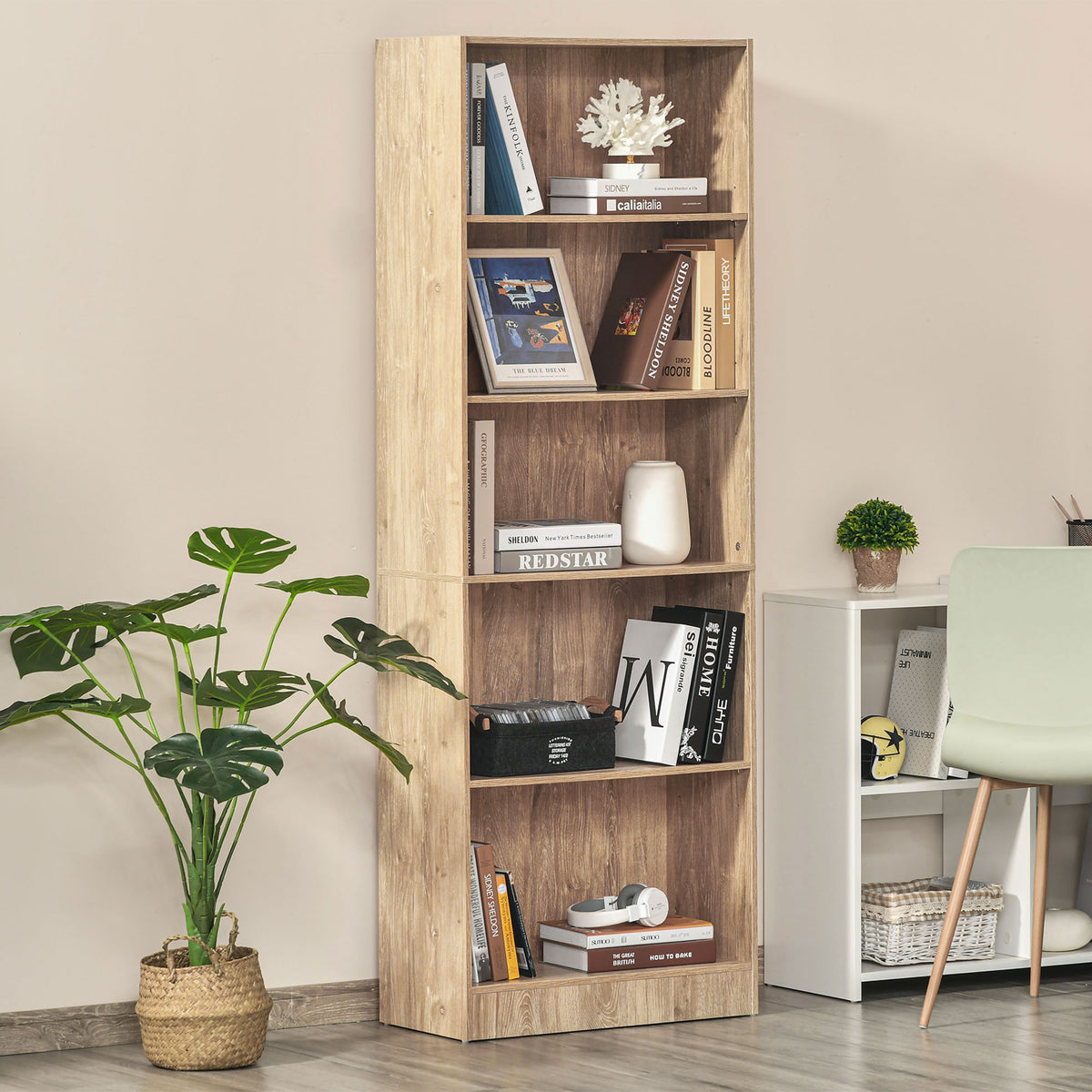 5-Tier Bookcase, Storage Bookshelf with Adjustable Shelves, Display Shelves for Living Room, Home Office – view 6