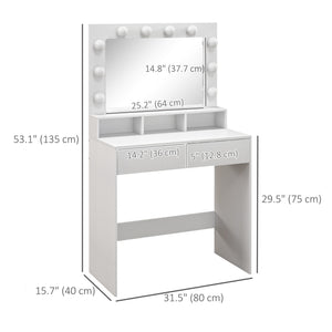 Vanity Table, Makeup Dressing Table with LED Lighting Mirror, Drawers, for Bedroom, Black – view 9