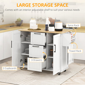 Rolling Kitchen Cart on Wheels with Drop Leaf, Kitchen Island with 3 Drawers – view 3