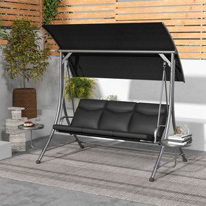 3 Seat Outdoor Swing Chair Steel Swing Bench Porch Swing With Adjustable Canopy – view 14