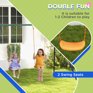 Kids Swing Set Outdoor Metal Swing Frame with Double Swing Seats for 1-2 Children Aged 3-8 Years Old