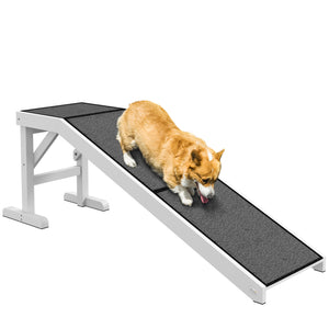 Pet Ramp Bed Steps for Dogs Cats Non-slip Carpet Top Platform Pine Wood 74"L x 16"W x 25"H Brown