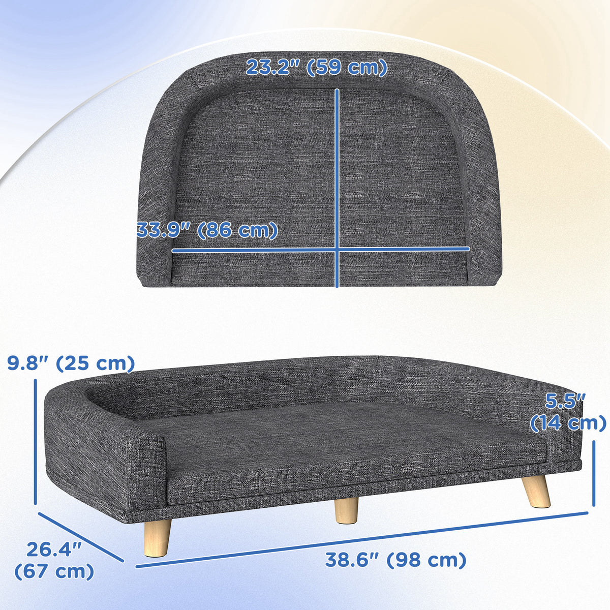Dog Sofa for Large Dogs with Washable Cover, Anti-slip Foot Pads, Dark Grey – view 2