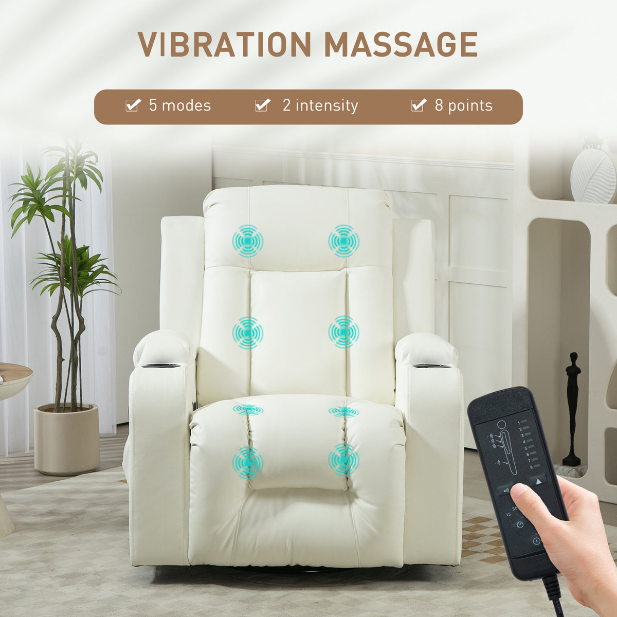 Swivel Massage Recliner Chair Rocker, Overstuffed Manual Reclining Sofa – view 17