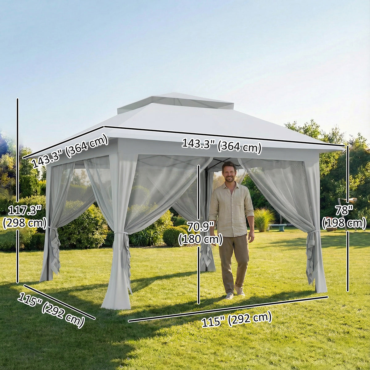 12' x 12' Foldable Pop-up Party Tent Instant Canopy Sun Shade Gazebo Shelter with Steel Frame, Dark Grey – view 9