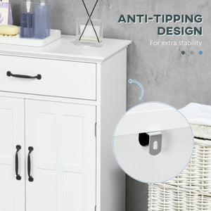 Bathroom Storage, Bathroom Cabinet with 2 Doors, Adjustable Shelves for Living Room Kitchen, 23.6"x11.8"x29.5", White