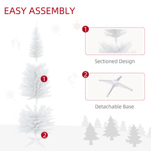 6 FT Christmas Tree Classic Tree Holiday Indoor Decoration, with Stable Plastic Base, White