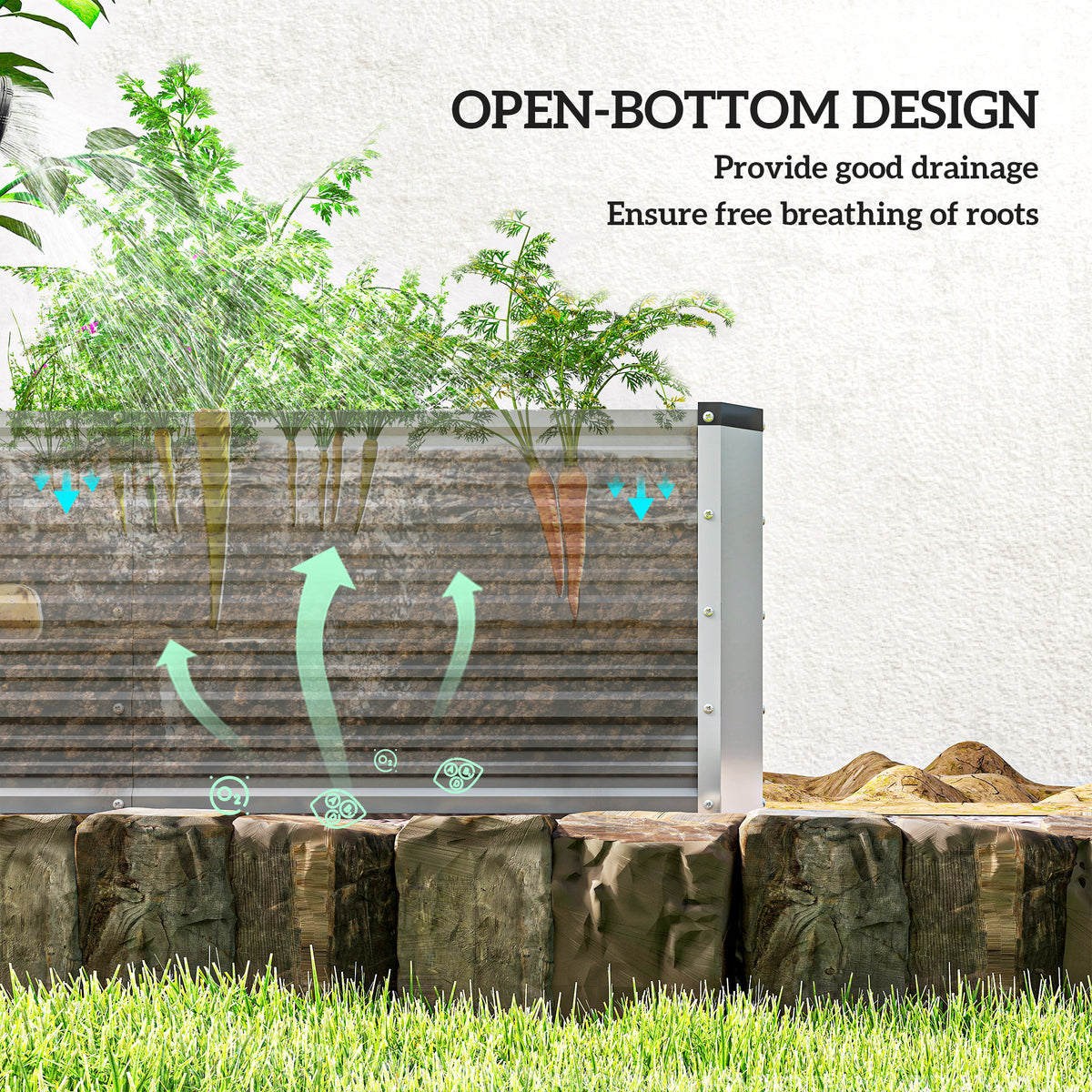6' x 1.5' x 1.3' Galvanized Raised Garden Bed, Elevated Large Metal Planter Box w/ Install Gloves for – view 25