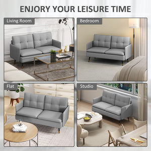 55" Loveseat Sofa, Linen Love Seat w/ S spring, Steel Legs and Button Tufting, Small Couch for Living Room – view 27