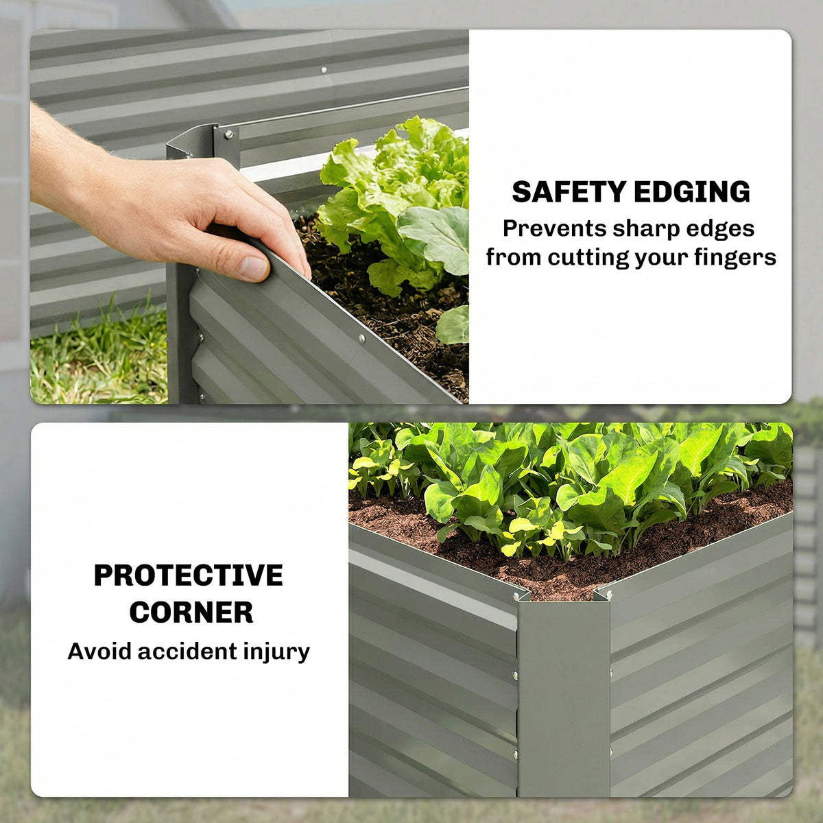 Set of 2 Galvanized Metal Planters for Outdoor Plants, 4' x 2' x 2' Raised Garden Bed, Dark Grey – view 19