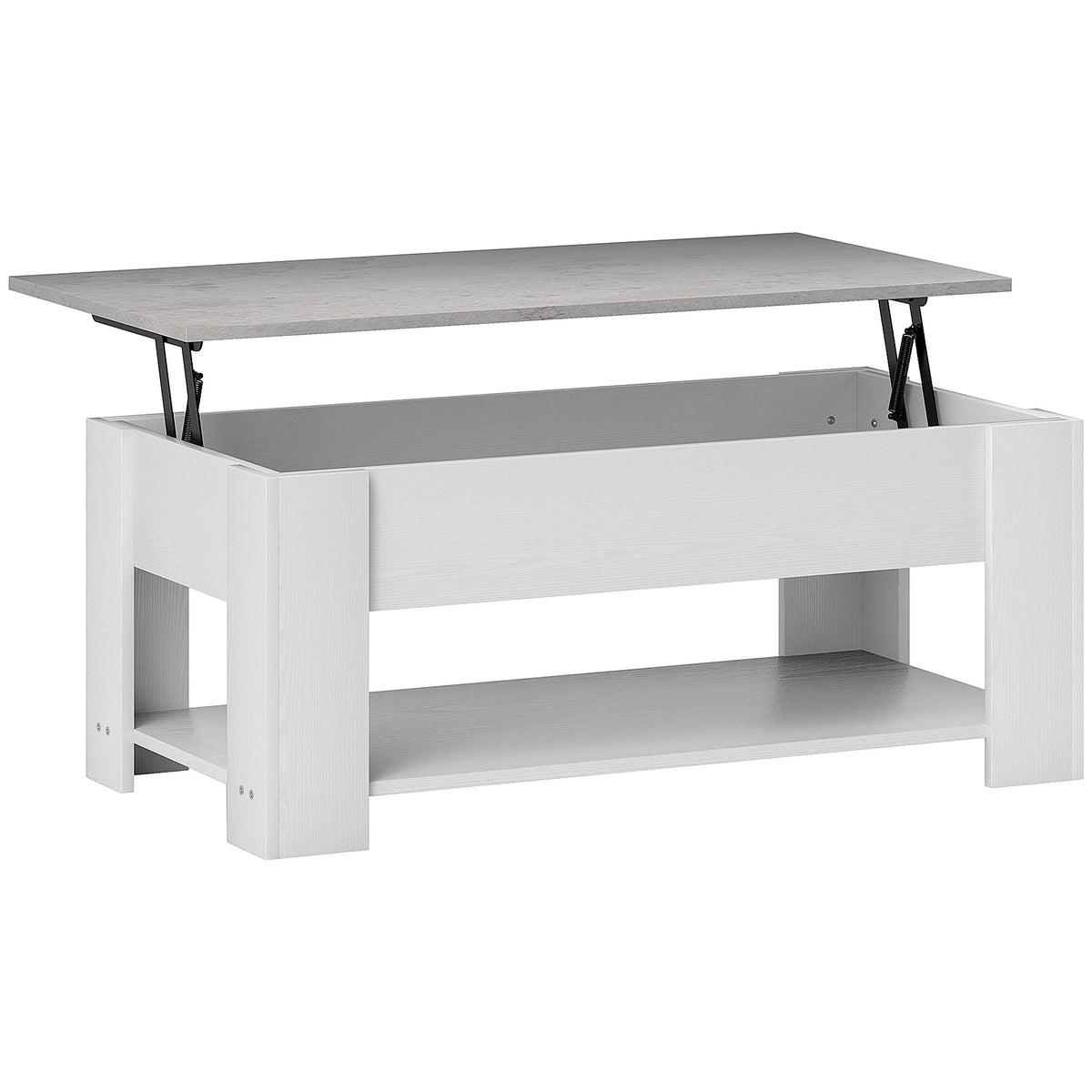 Lift Top Coffee Table with Hidden Storage Compartment and Open Shelf, Center Table for Living Room, Grey – view 8