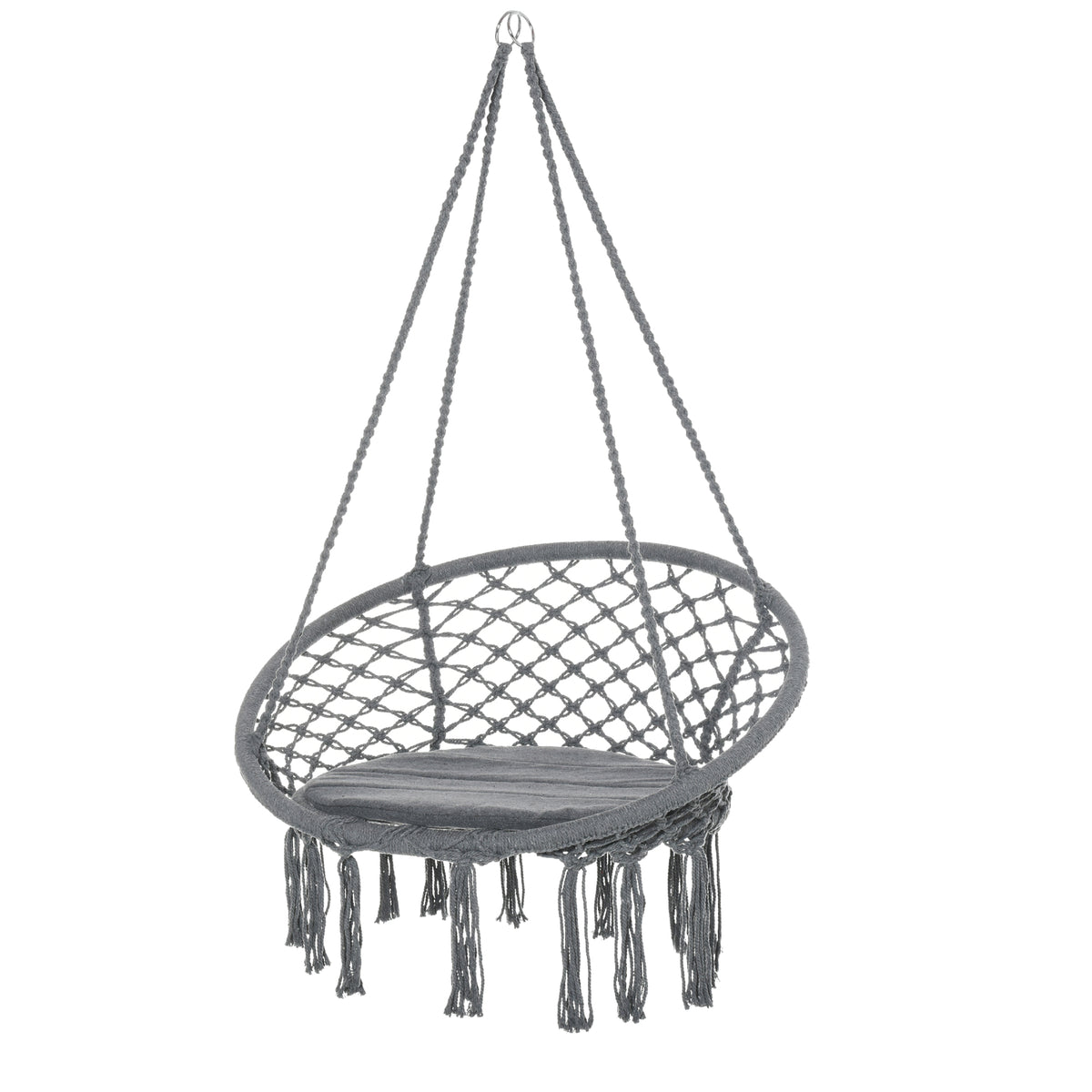 Patio Hammock Chair, Hanging Rope Hammock Swing for Indoor & Outdoor Use with Backrest – view 8