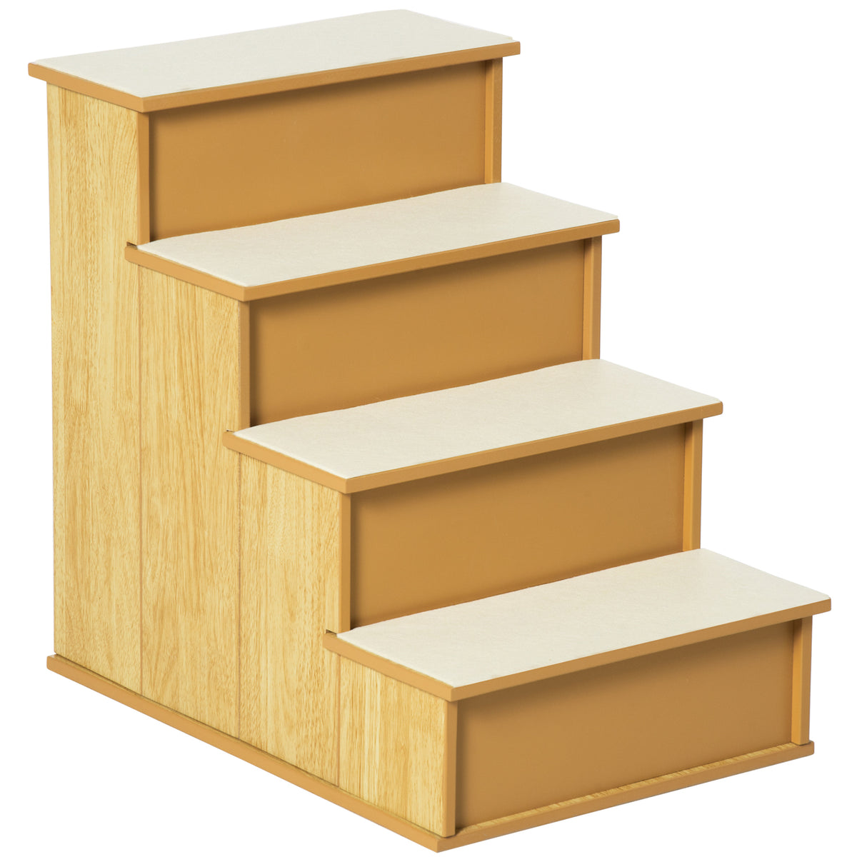 4 Levels Wooden Dog Steps Pet Stairs for High Bed, Cat Ladder for Bed Couch with Non-Slip Carpet – view 2