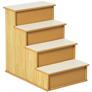 4 Levels Wooden Dog Steps Pet Stairs for High Bed, Cat Ladder for Bed Couch with Non-Slip Carpet – view 2