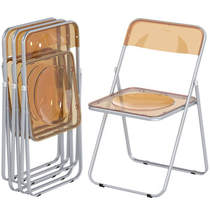 4 Pack Acrylic Foldable Chairs, Transparent Folding Chairs for Living Room, Home Office, Party, Clear – view 8