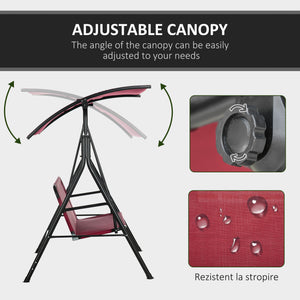 3-Seater Outdoor Porch Swing with Adjustable Canopy, Patio Swing Chair for Garden, Poolside, Backyard, Green and White