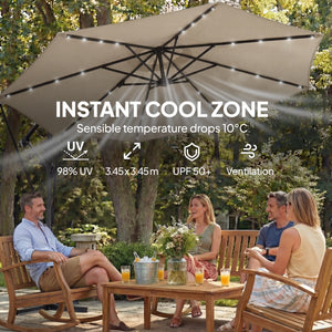 11.3 ft Cantilever Patio Umbrella with Light, Cover, Aluminium UPF50+ Offset Outdoor Umbrella Parasol – view 13