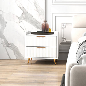 Bedside Table, Nightstand with 2 Drawers, Side End Table with Metal Legs for Bedroom, Black – view 12