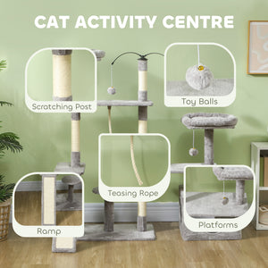 53" Cat Tree, Cat Tower with Scratching Posts, Cat Condo, Beds, Platforms, Toy Balls for Indoor Cats – view 10