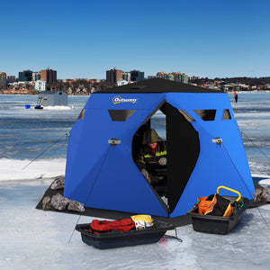 4 Person Insulated Ice Fishing Shelter, Pop-Up Portable Ice Fishing Tent with Carry Bag and Two Doors for – view 14
