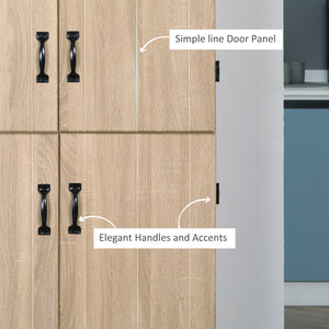 70" 4-Door Storage Cabinet, Freestanding Pantry Cabinet with Adjustable Shelves for Living Room, Natural – view 6