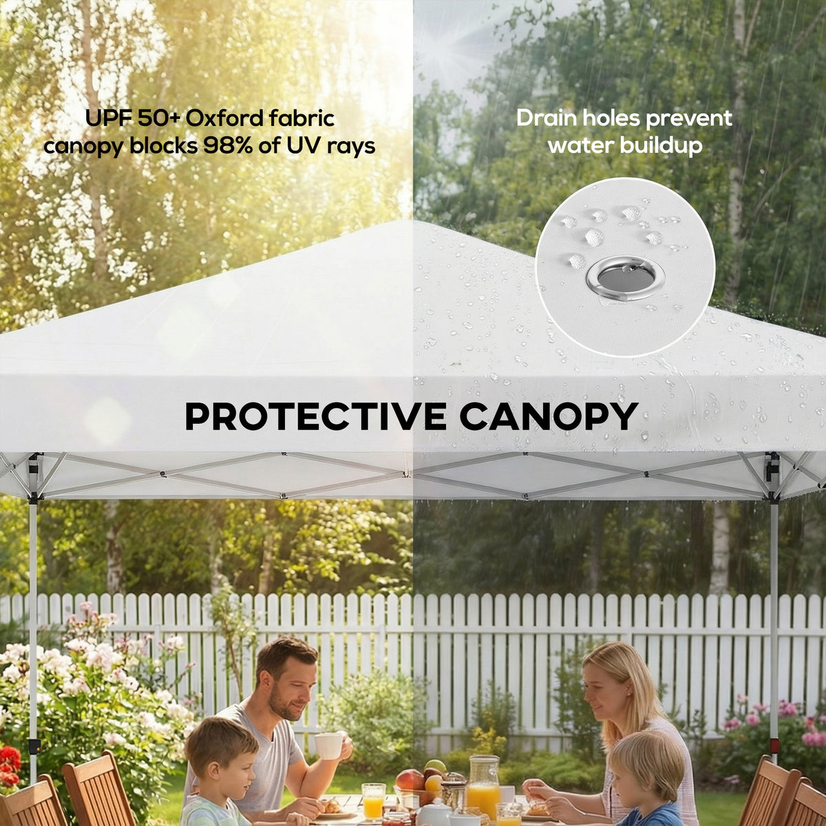 Pop Up Canopy Waterproof Canopy Tent with Carrying Bag for Parties Garden BBQs 9.8' x 9.8', Blue – view 18