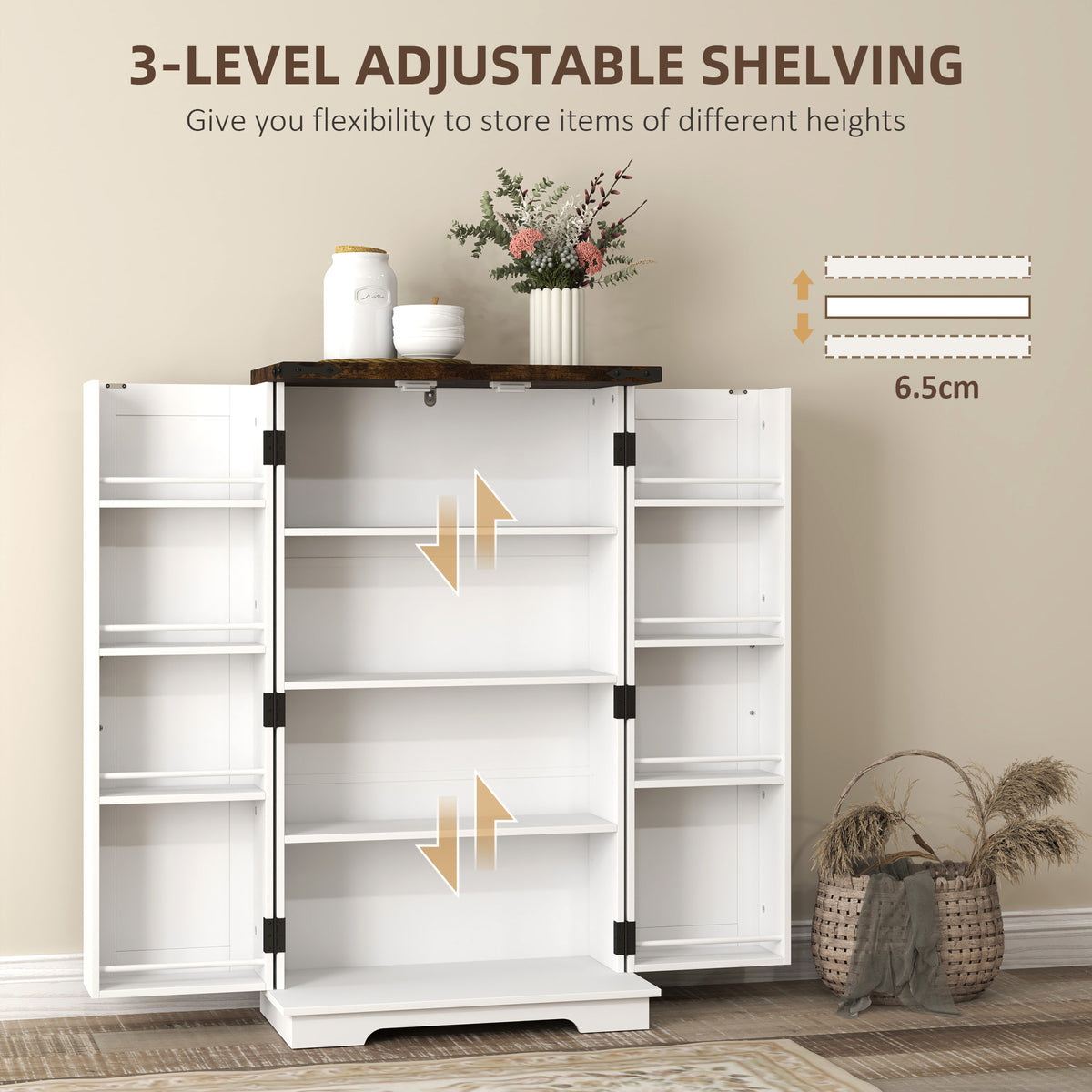 Kitchen Pantry Cabinet with 4-tier Shelving, 6 Spice Racks – view 5