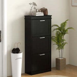 Slim Shoe Cabinet with 3 Flip Drawers and Adjustable Shelves, Narrow Shoe Cabinet for 15 Pairs of Shoes – view 7