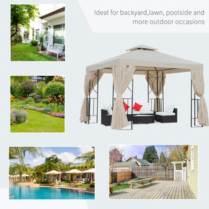 10' x 10' Patio Gazebo Outdoor, Canopy Shelter with Double-tier Roof, Pavilion Sidewalls for Garden Events – view 20