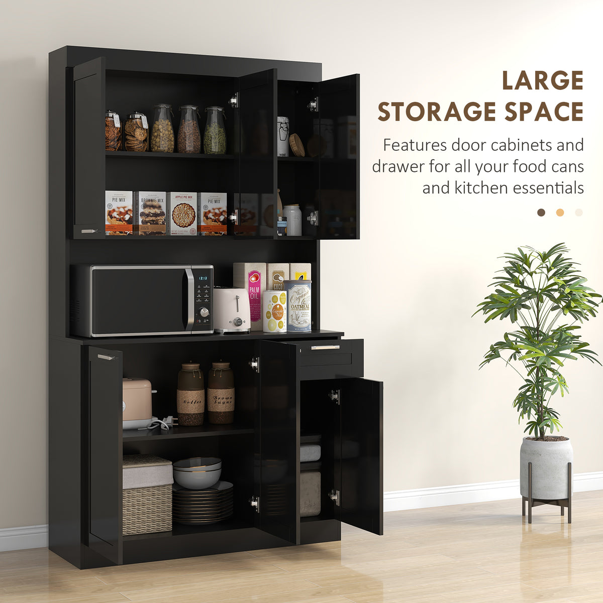 71" Kitchen Pantry Cabinet, Storage Buffet with Hutch, Adjustable Shelves,Cable Management for Kitchen – view 10
