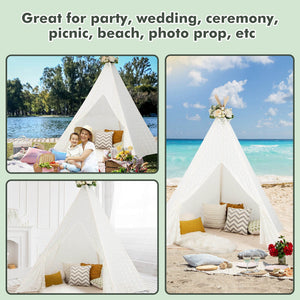 Lace Teepee Tent with Colorful Light Strings for Children view 9