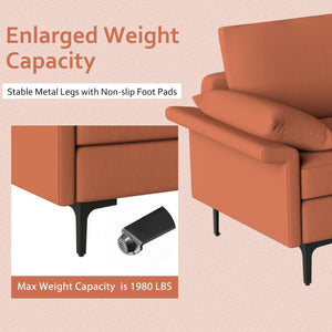 Large 3-Seat Sofa Sectional with Metal Legs and 2 USB Ports for 3-4 people-Red view 6