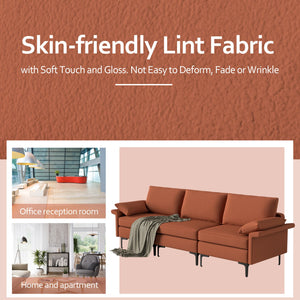 Large 3-Seat Sofa Sectional with Metal Legs and 2 USB Ports for 3-4 people-Red view 9