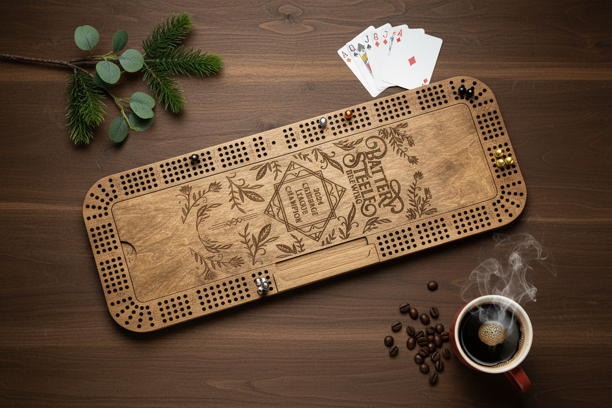 Large 4-Player Cribbage Board, 24"x9.5" - Creations by Alfie