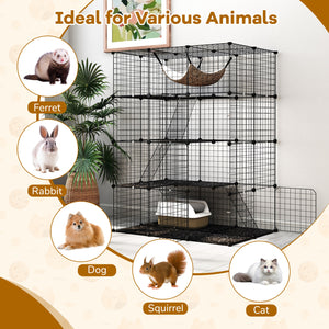 Large 4-Tier Cat Cage with Skylight and Hammock for 1-4 Cats-Black view 9