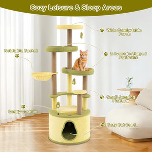Large Avocado Cat Tree Multi-level Cat Tower with Private Condo-Green view 8