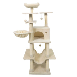 Large Cat Tree for Indoor Cats 63 inches Tall Cat Tower-Beige